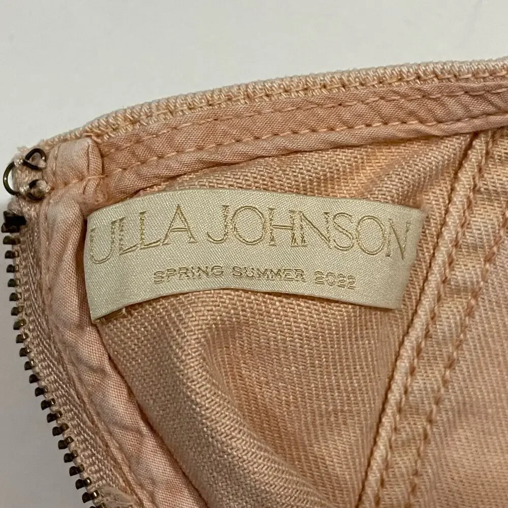Ulla Johnson Renee Denim Bustier Puff Sleeve Crop Top - Sweetbriar - 6